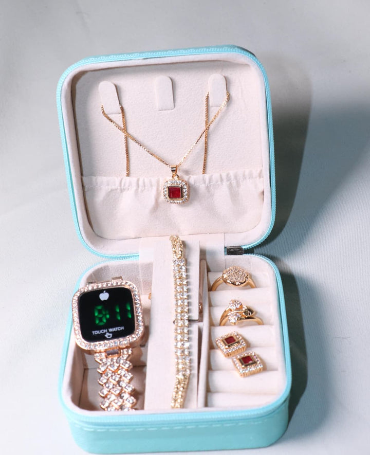 Luxury Women Jewelry Gift Box with Smart Touch Watch – 6 Pieces Premium Set