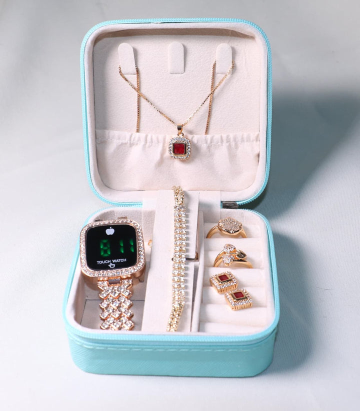 Luxury Women Jewelry Gift Box with Smart Touch Watch – 6 Pieces Premium Set