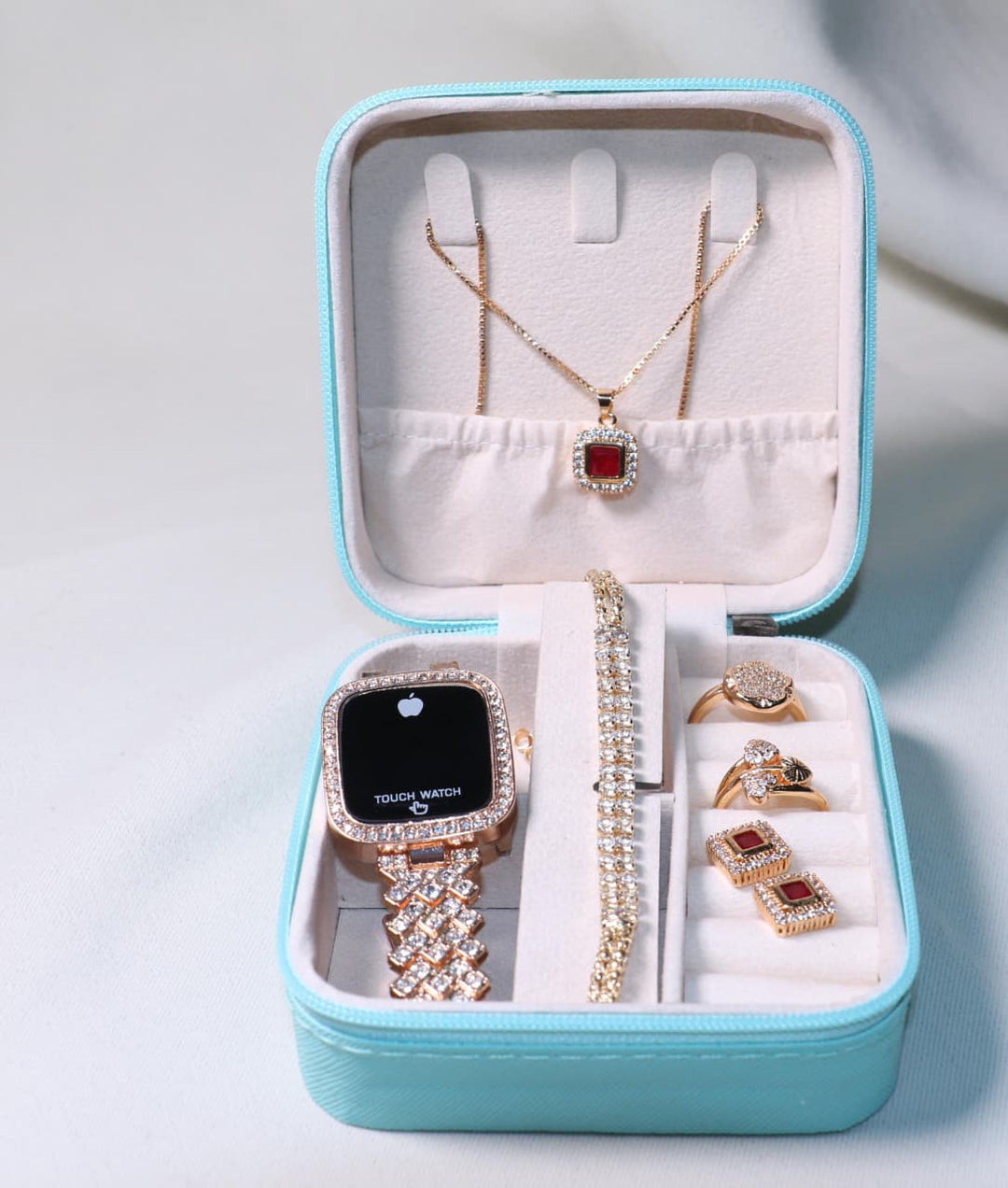 Luxury Women Jewelry Gift Box with Smart Touch Watch – 6 Pieces Premium Set